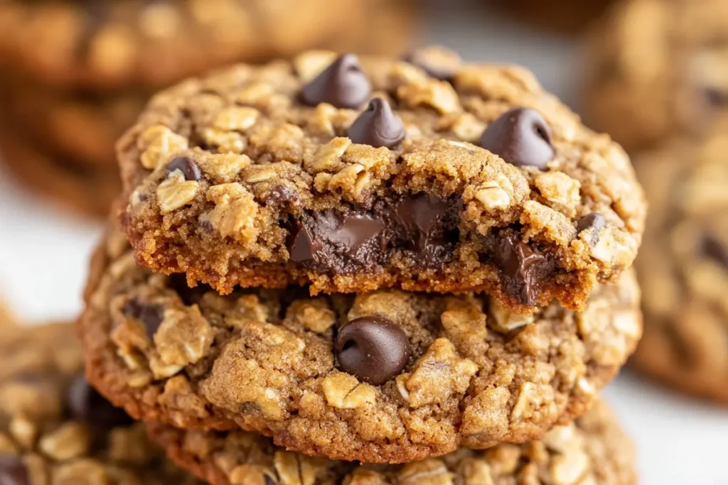 Chewy vegan oatmeal chocolate chip cookies