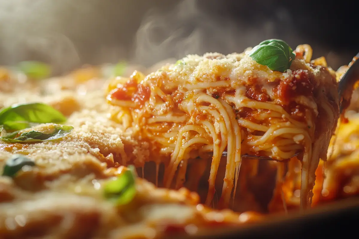 Spaghetti casserole dish