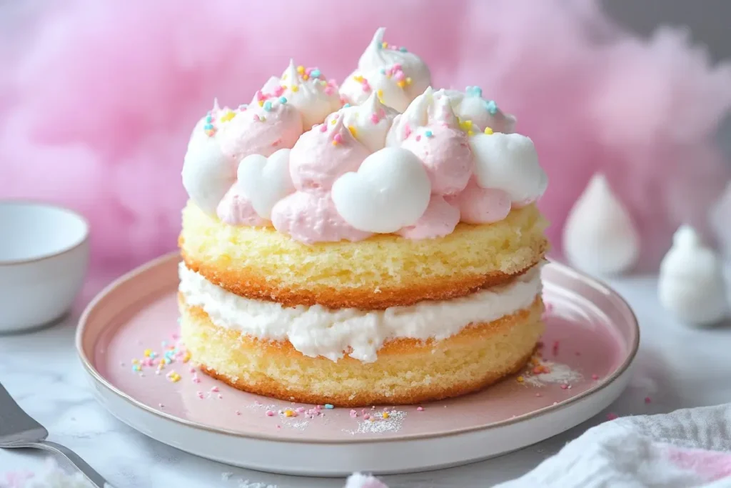 Delicious cloud cake recipe on a plate