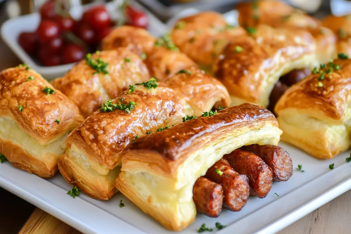 Delicious sausage puff pastry