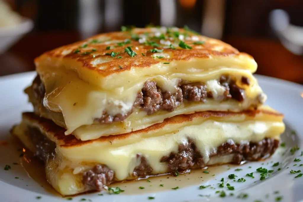 Stuffed Pancakes With Cheese and Beef