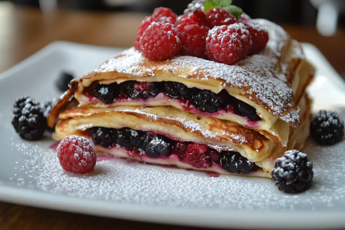 Delicious stuffed pancakes with berries