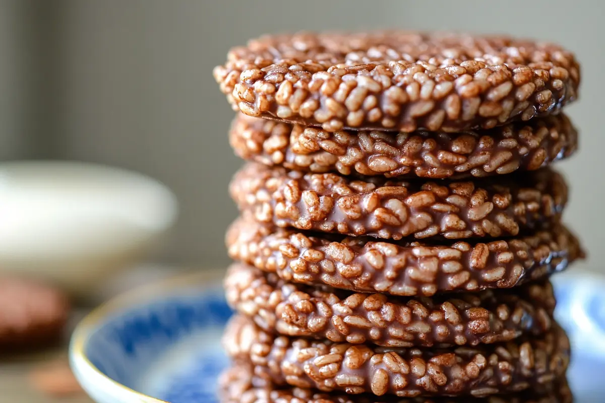 Delicious chocolate rice cakes stack.