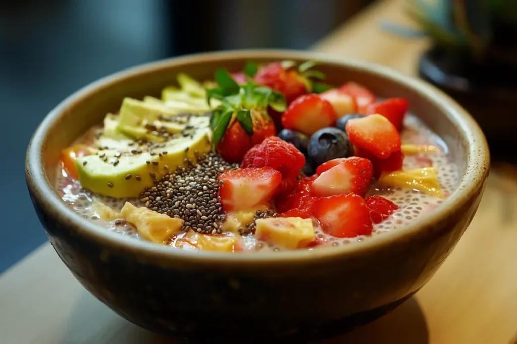 Delicious bowl of chia pudding for weight loss.