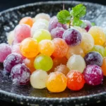 Sour frozen grapes on a plate