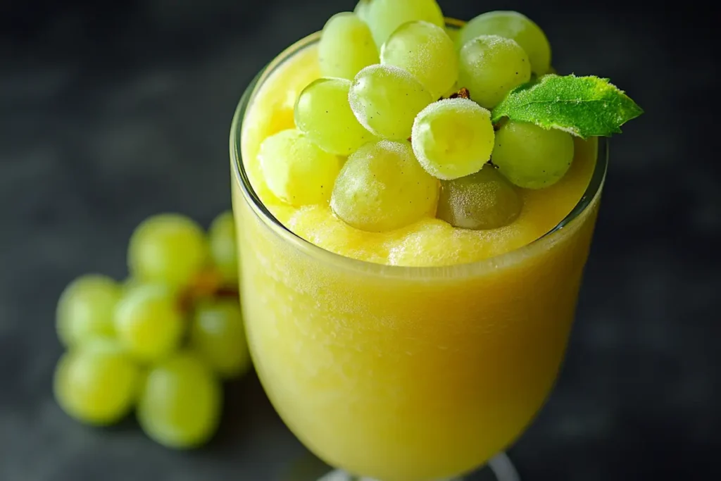 Sour frozen grapes in a smoothie