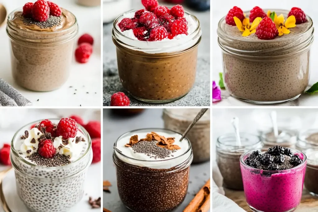 Variations of chia seed pudding.