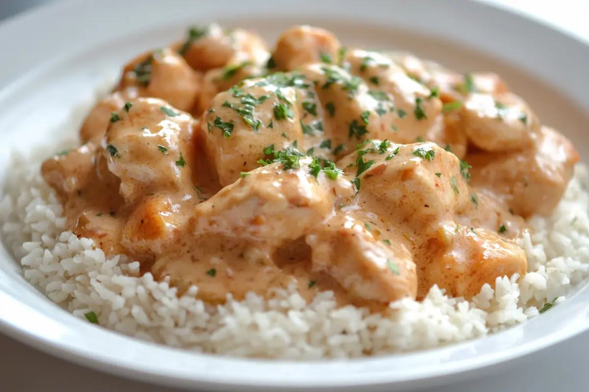 Chicken scampi with garlic parmesan rice