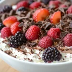 Cottage cheese chocolate mousse in a bowl