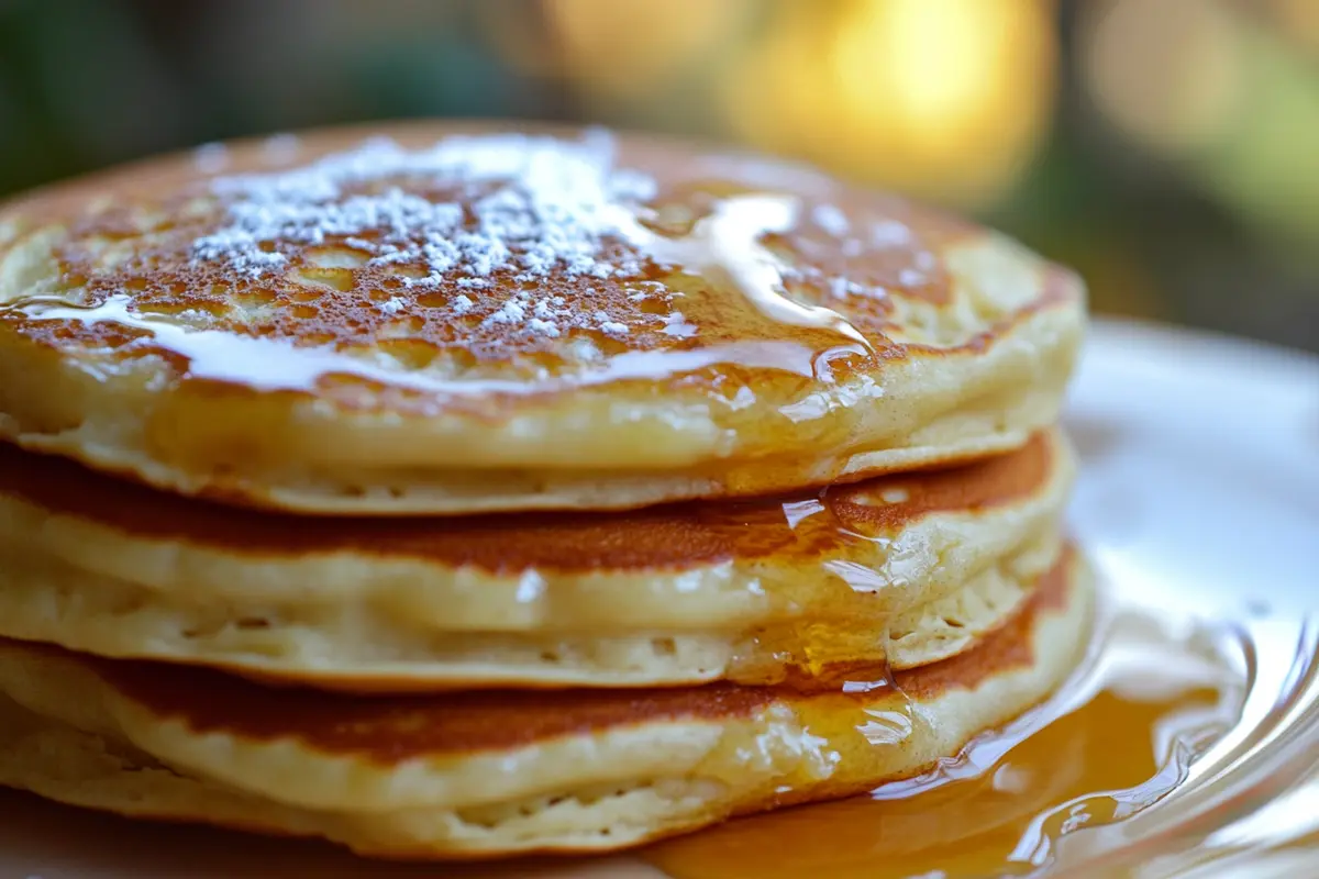 Vegan protein pancakes on a plate.