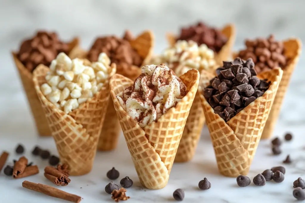 Different flavors waffle cone recipe.