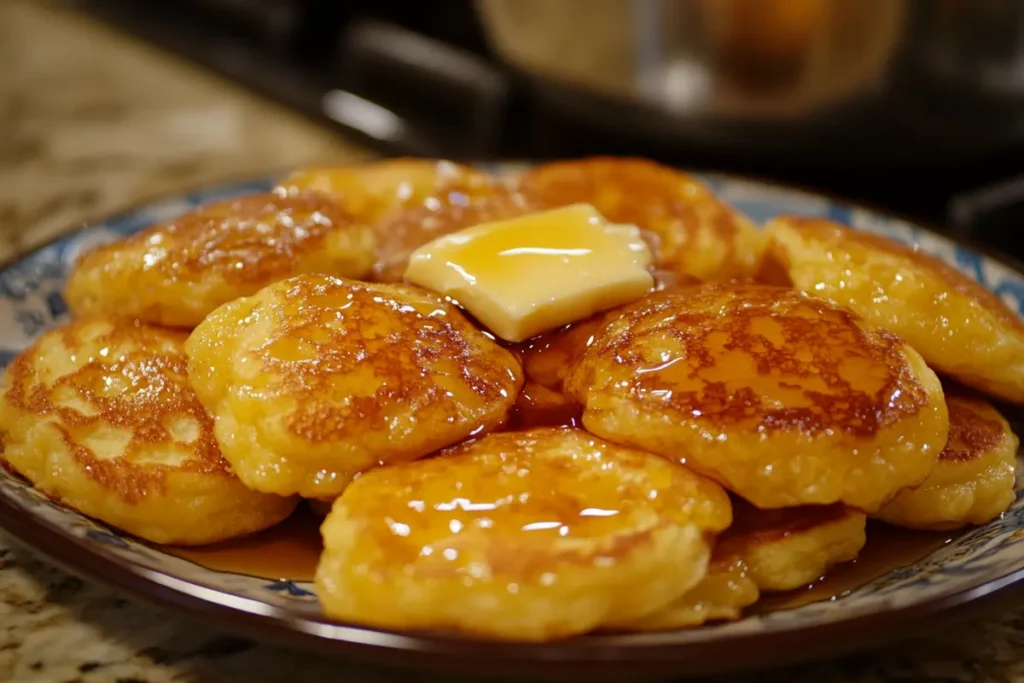 Golden-brown cracker barrel pancakes on a plate