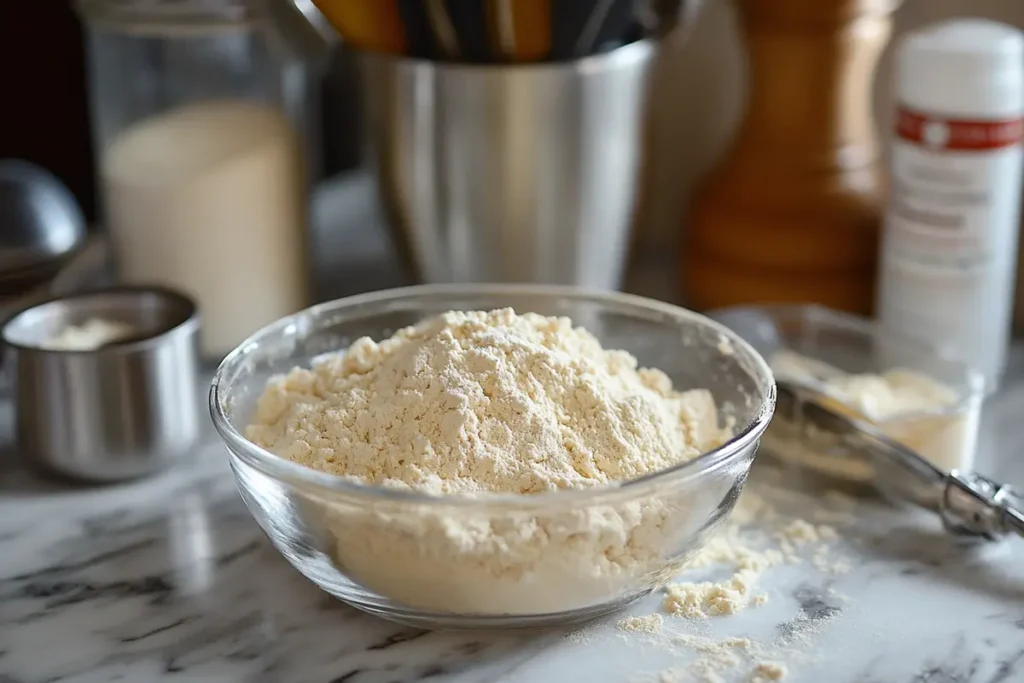 Betty Crocker gluten-free pancake mix on a kitchen counter.