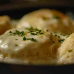 Vegetarian biscuits and gravy ready to serve.