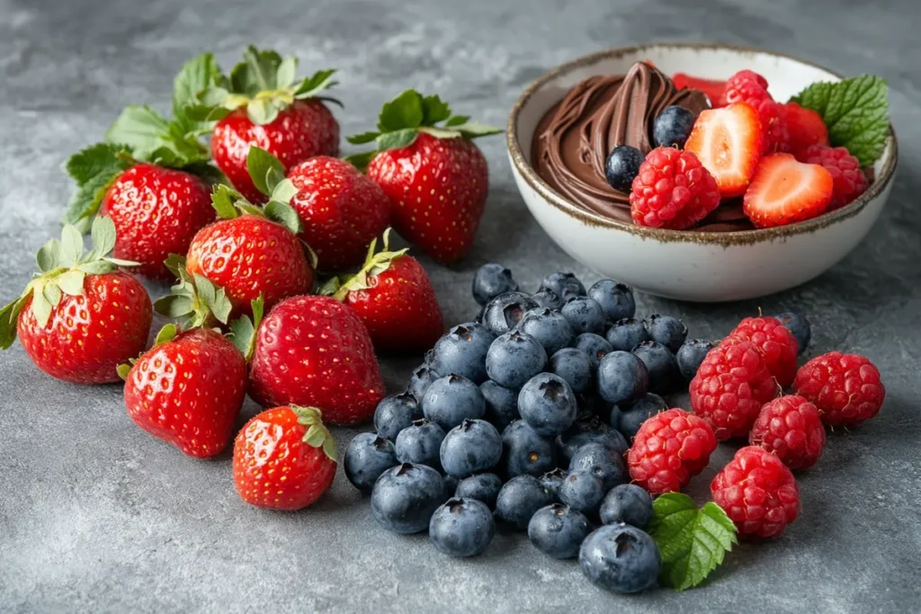 Cottage cheese chocolate mousse with berries