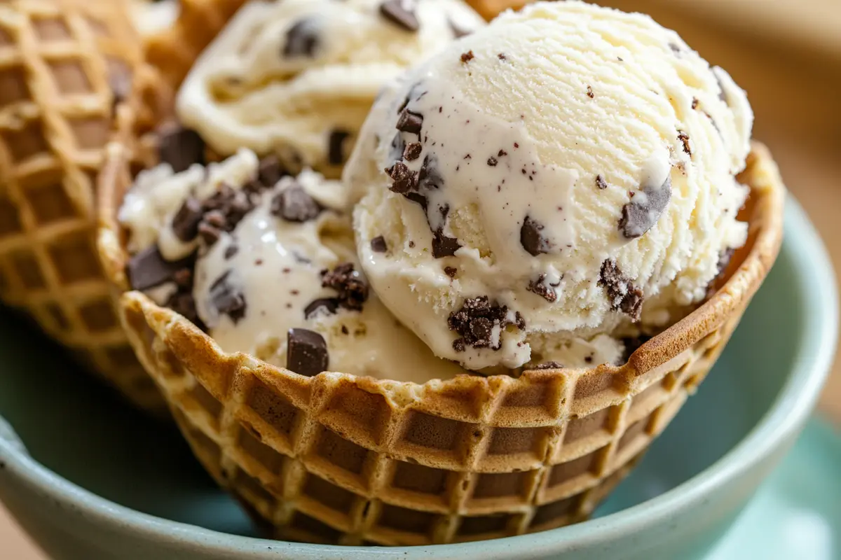 Delicious homemade waffle cone recipe.