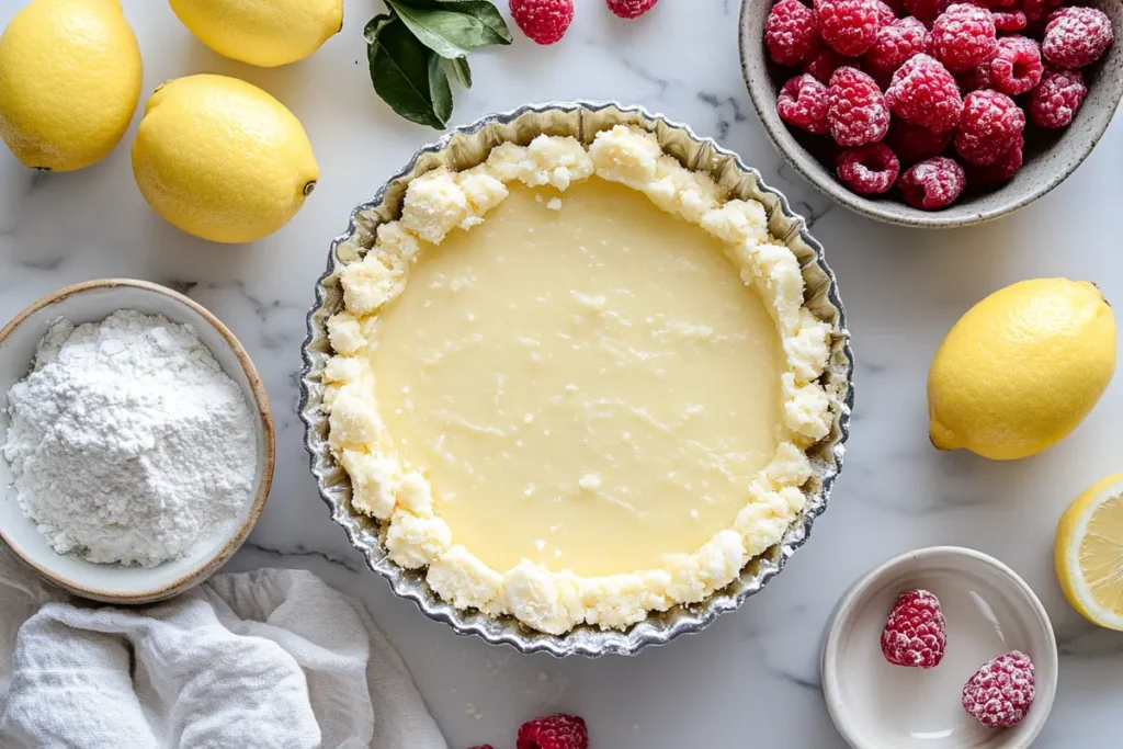 Preparing the crust for raspberry lemon bars