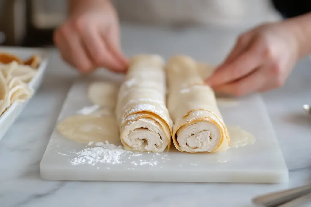 Delicious Turkey rollups with pancakes.