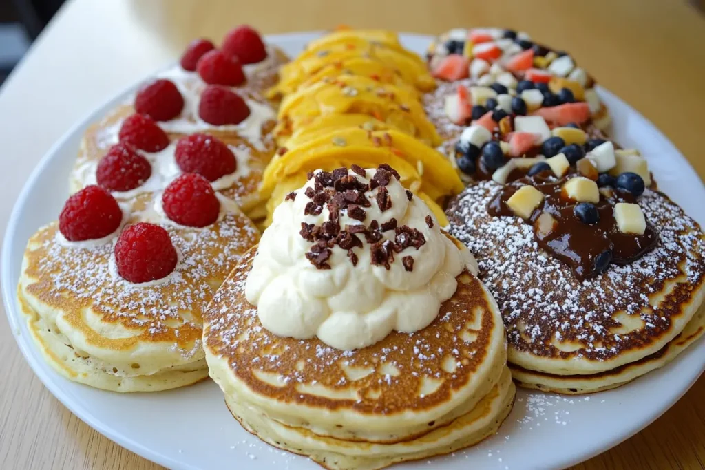 Toppings for vegan protein pancakes on a counter