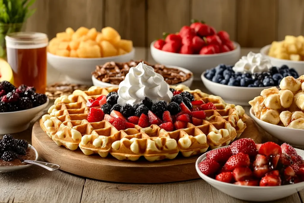 A variety of bisquick waffle recipe toppings