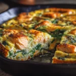 egg and fish dish frittata with spinach and white fish